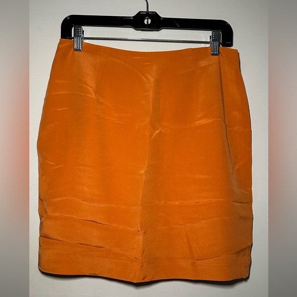 Hugo Buscati Silk Vibrant Orange Mini Skirt Size 10 - Picture 2 of 12